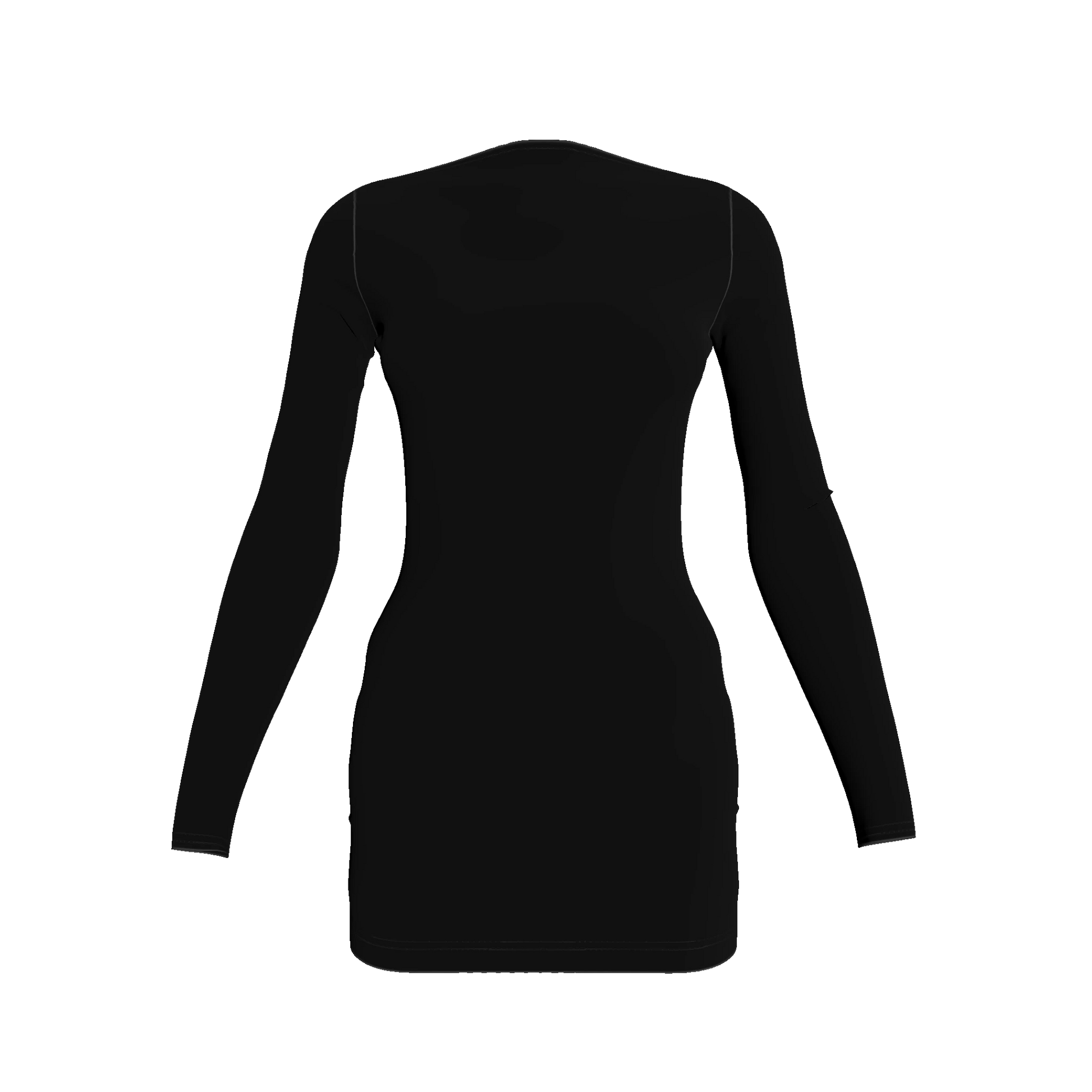 Mini Dress With Scooped Back in Pure Black Cotton Spandex Lightweight Jersey