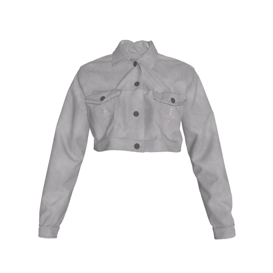 L'EGNA RISING 'GRAY' Cropped Jean Jacket
