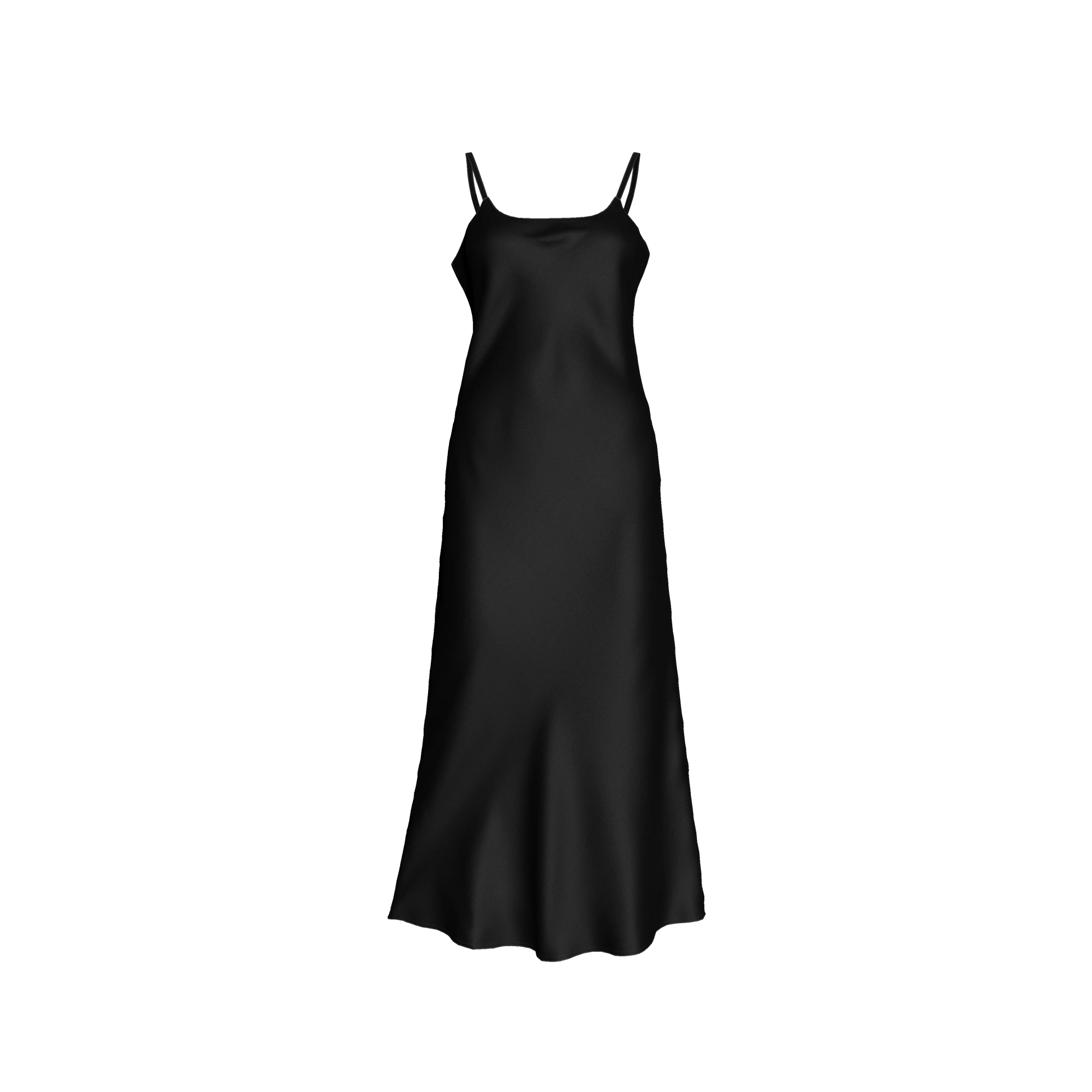 The Essential Pure Black Bias Slip Dress in Ecovero Viscose Crepe
