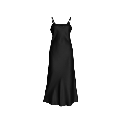 The Essential Pure Black Bias Slip Dress in Ecovero Viscose Crepe
