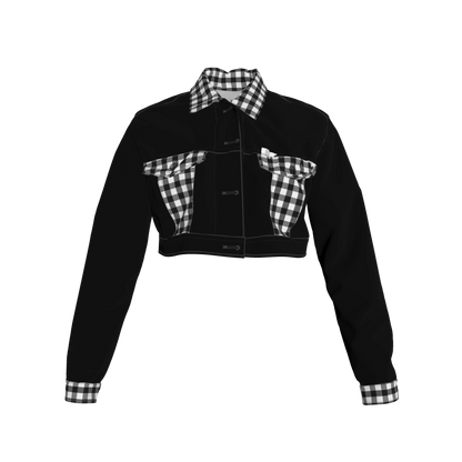 Cropped Jean Jacket — Playful Star Print