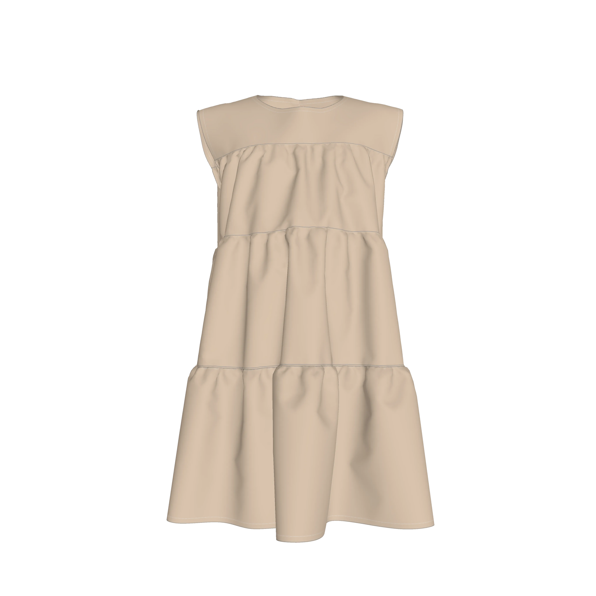 Ruffle Dress without Lining in Pima Cotton Poplin