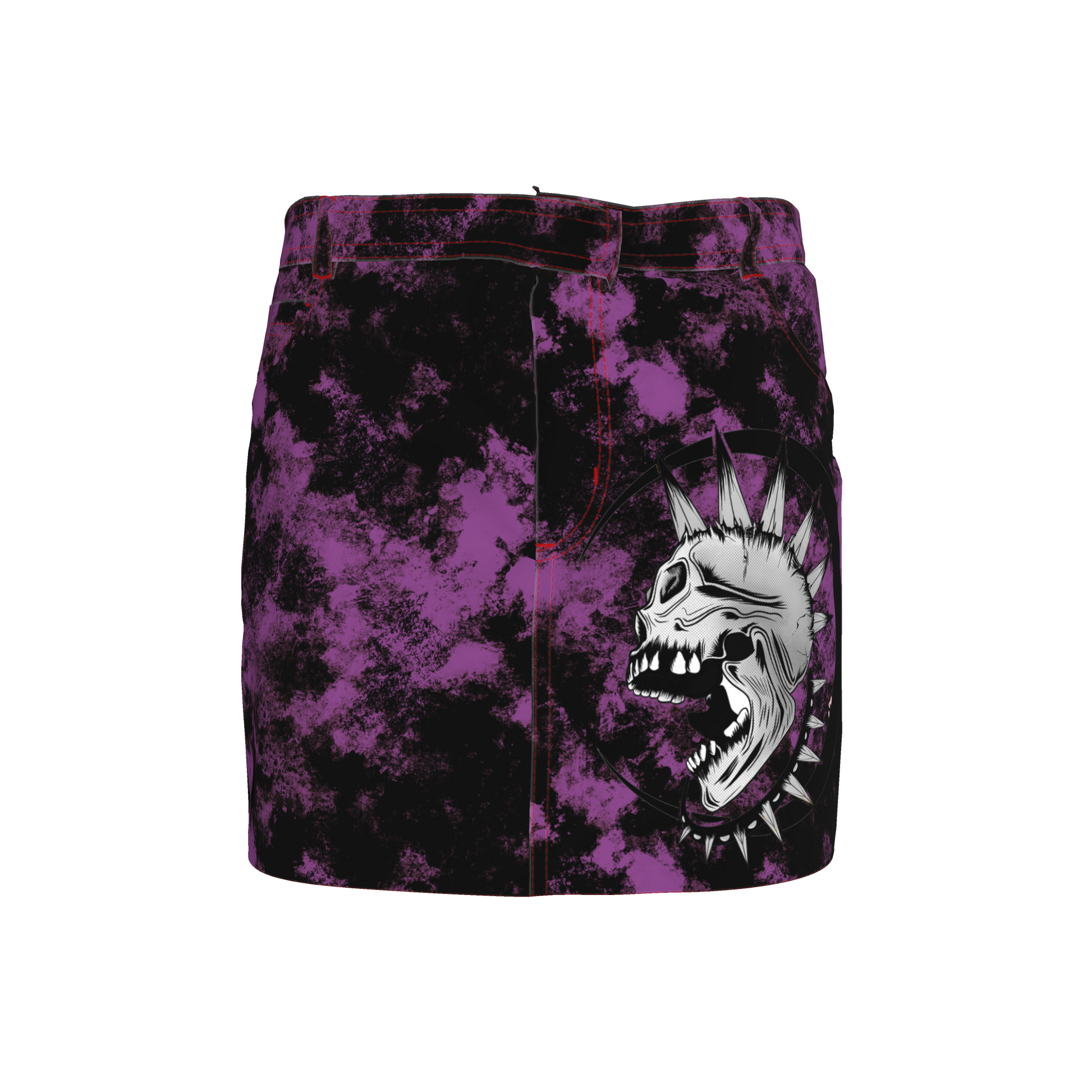 Purple Punk Skull Denim Mini