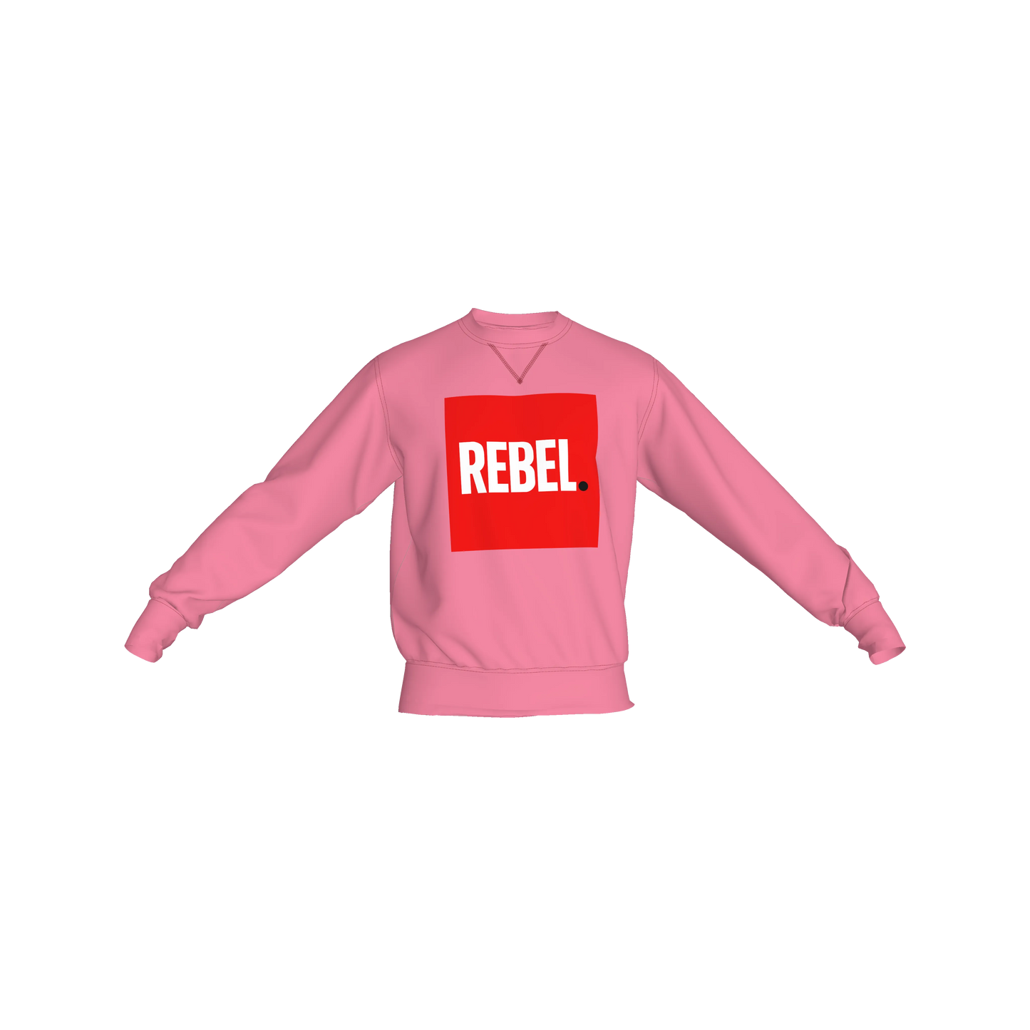Crew Neck Sweatshirt with Inset V – "REBEL" Graphic