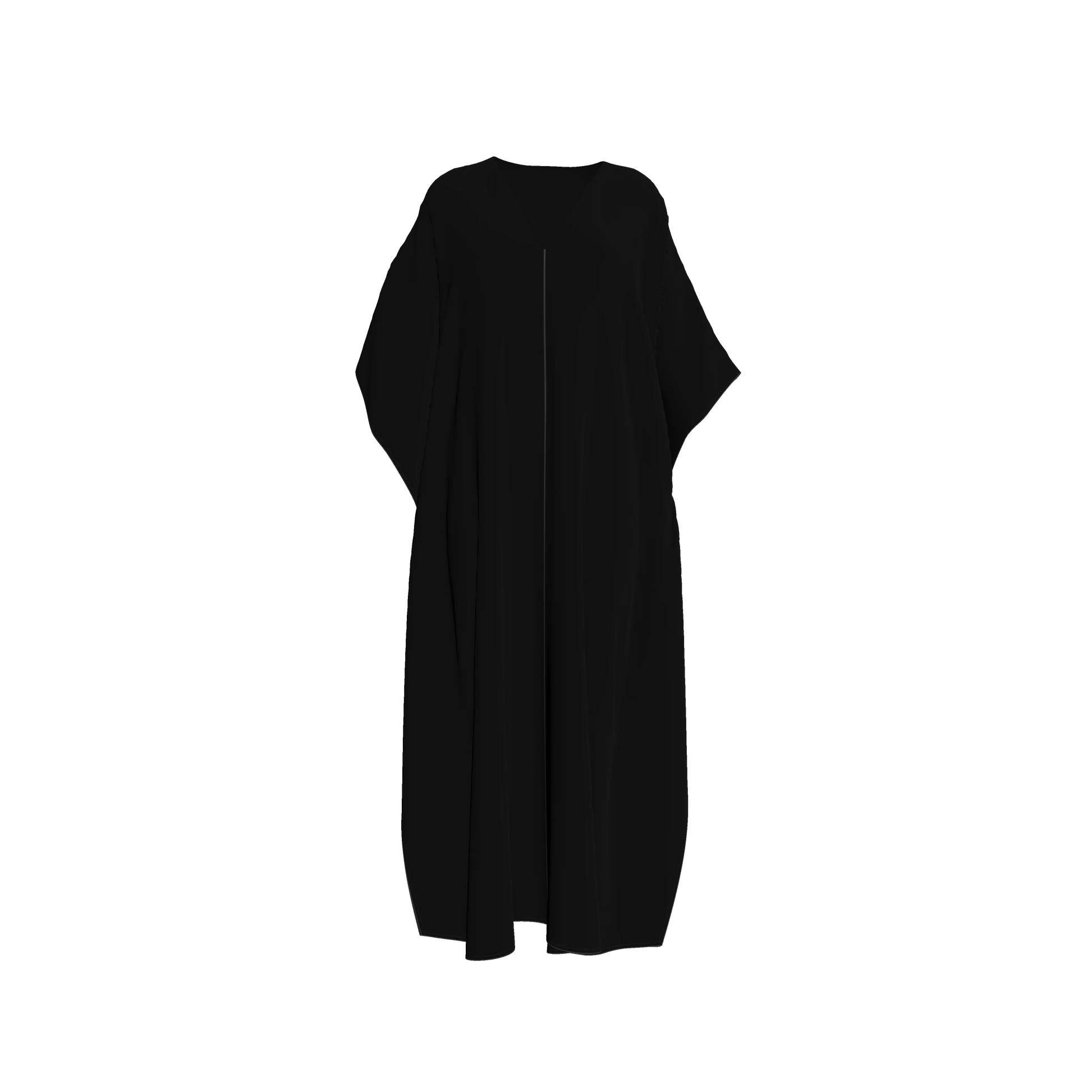 Caftan in Pure Black Organic Cotton Voile