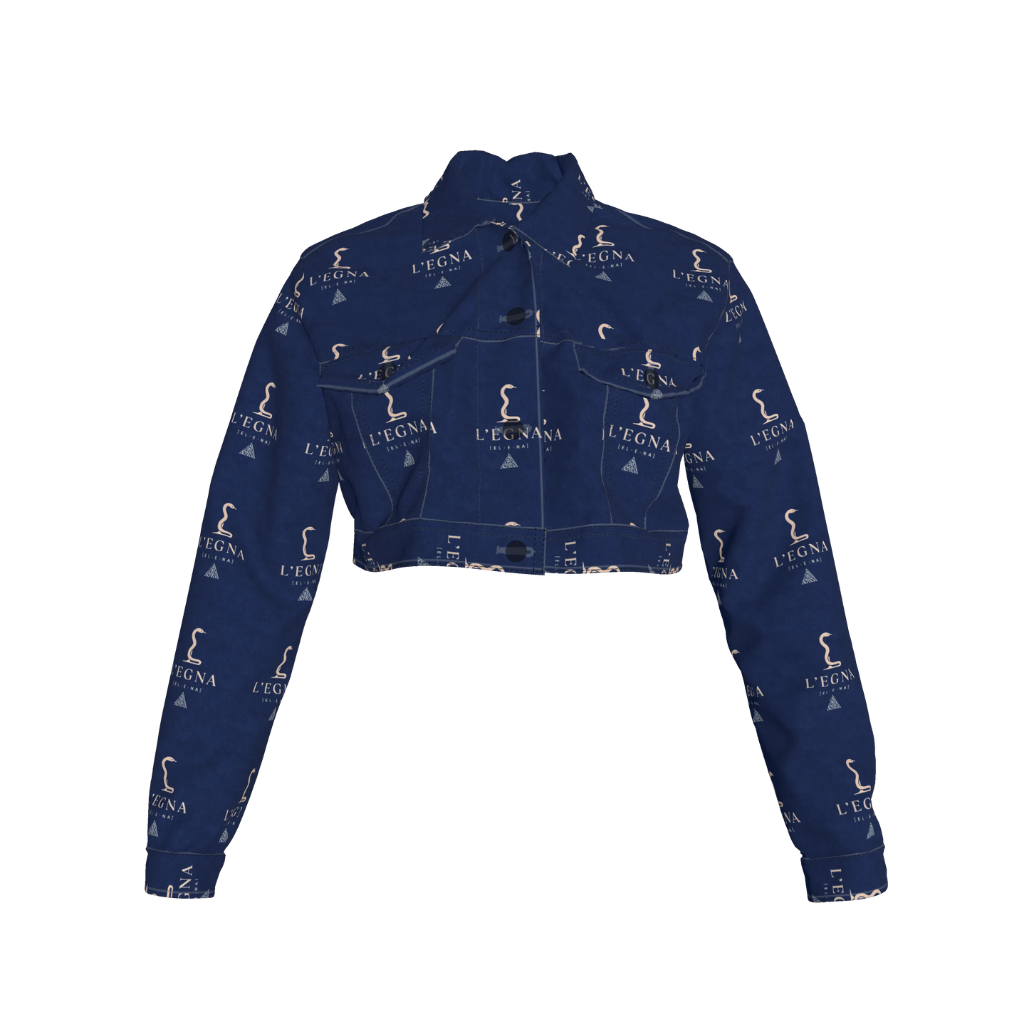 L'EGNA RISING BLUEBLOOD Cropped Jean Jacket (ALL-OVER PRINT)