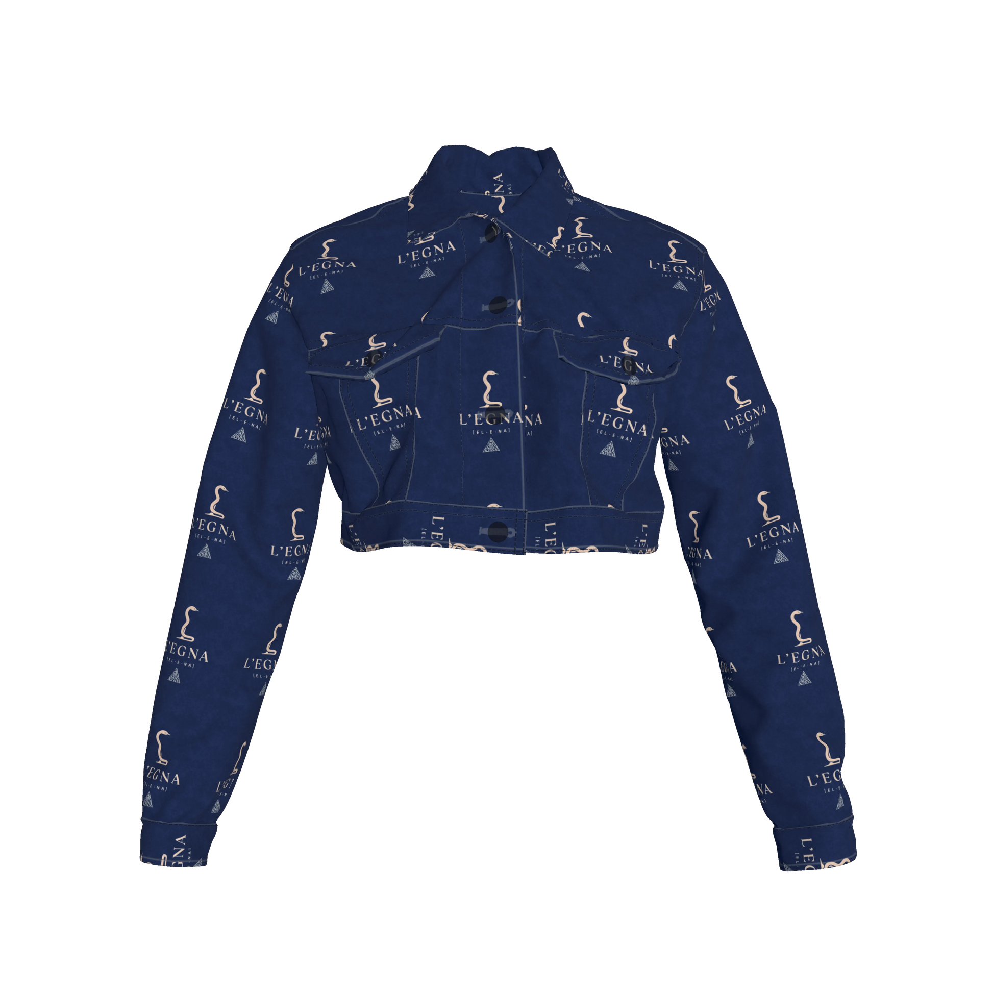 L'EGNA RISING BLUEBLOOD Cropped Jean Jacket (ALL-OVER PRINT)