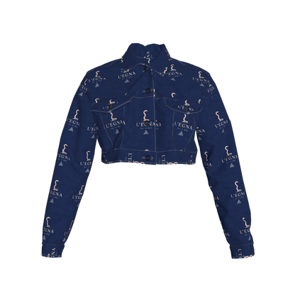 L'EGNA RISING BLUEBLOOD Cropped Jean Jacket (ALL-OVER PRINT)