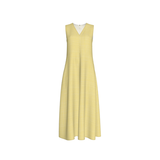 V-Neck A-Line Dress in Lightweight Cotton Poplin