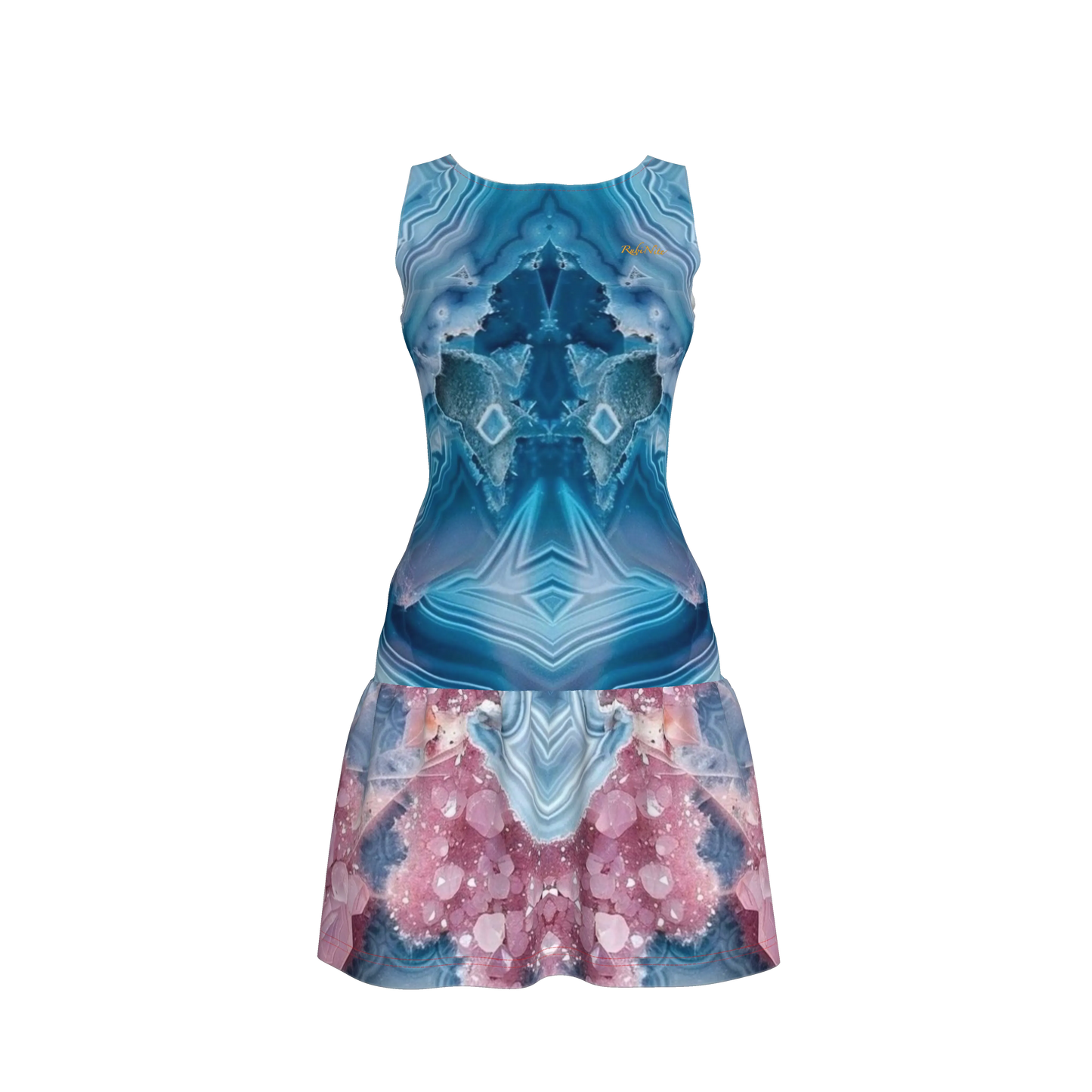 Ruffle Drop Waist Mini Dress in Organic Cotton Basic Jersey