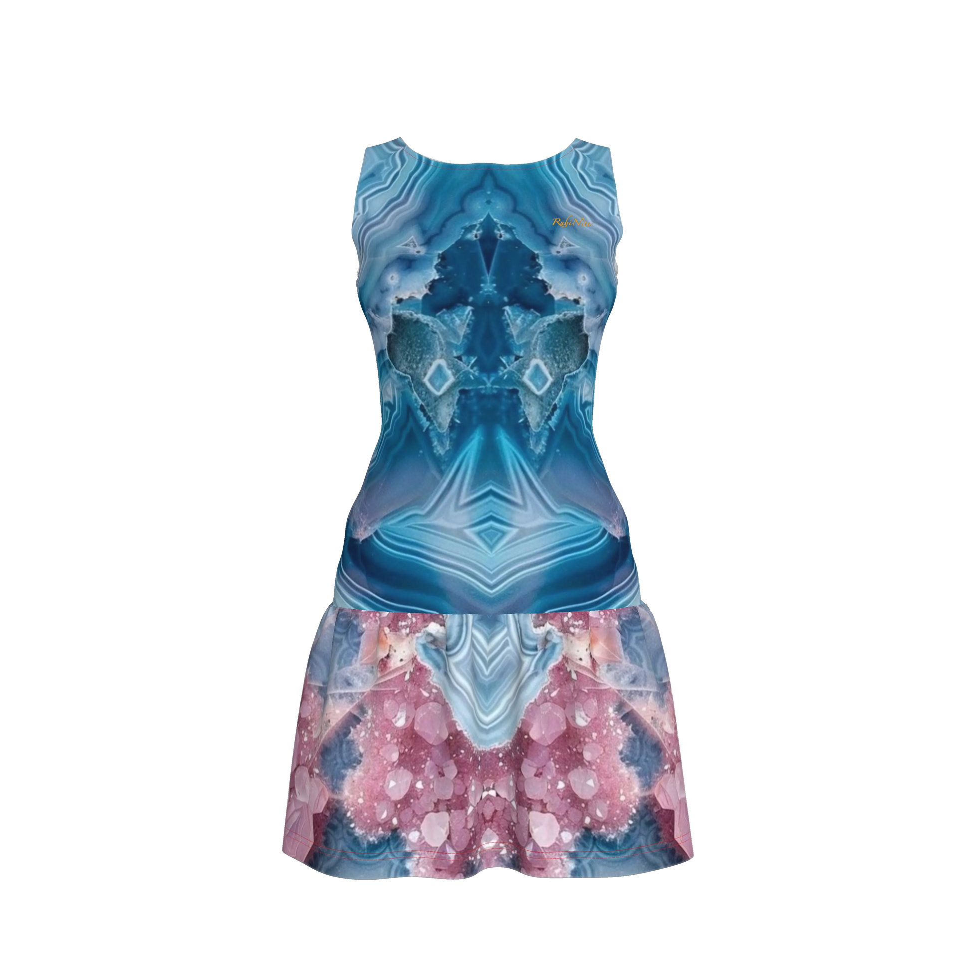 Ruffle Drop Waist Mini Dress in Organic Cotton Basic Jersey