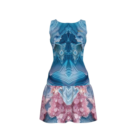 Ruffle Drop Waist Mini Dress in Organic Cotton Basic Jersey