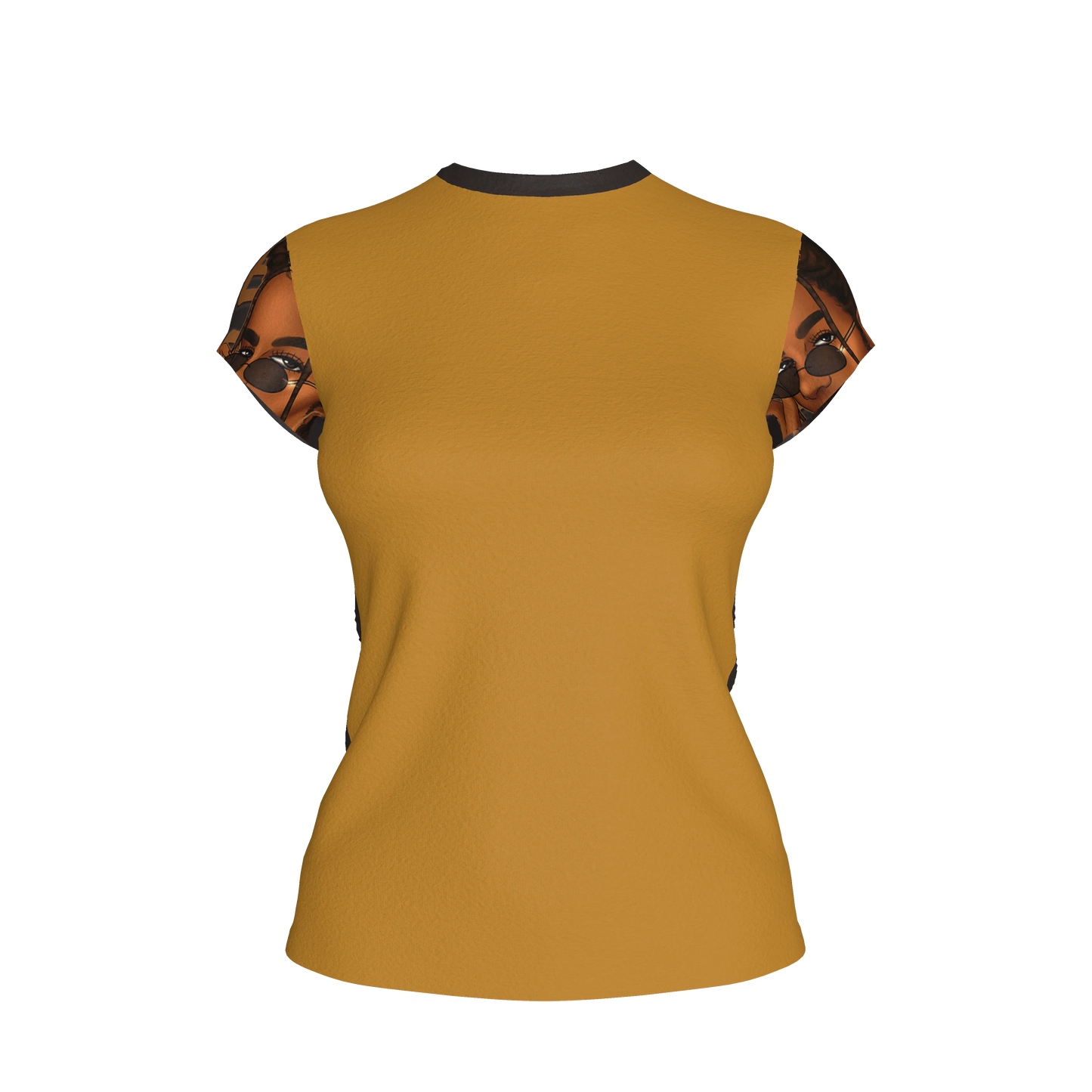 Signature Short Sleeve T-Shirt in Ochre Cotton-Spandex Jersey