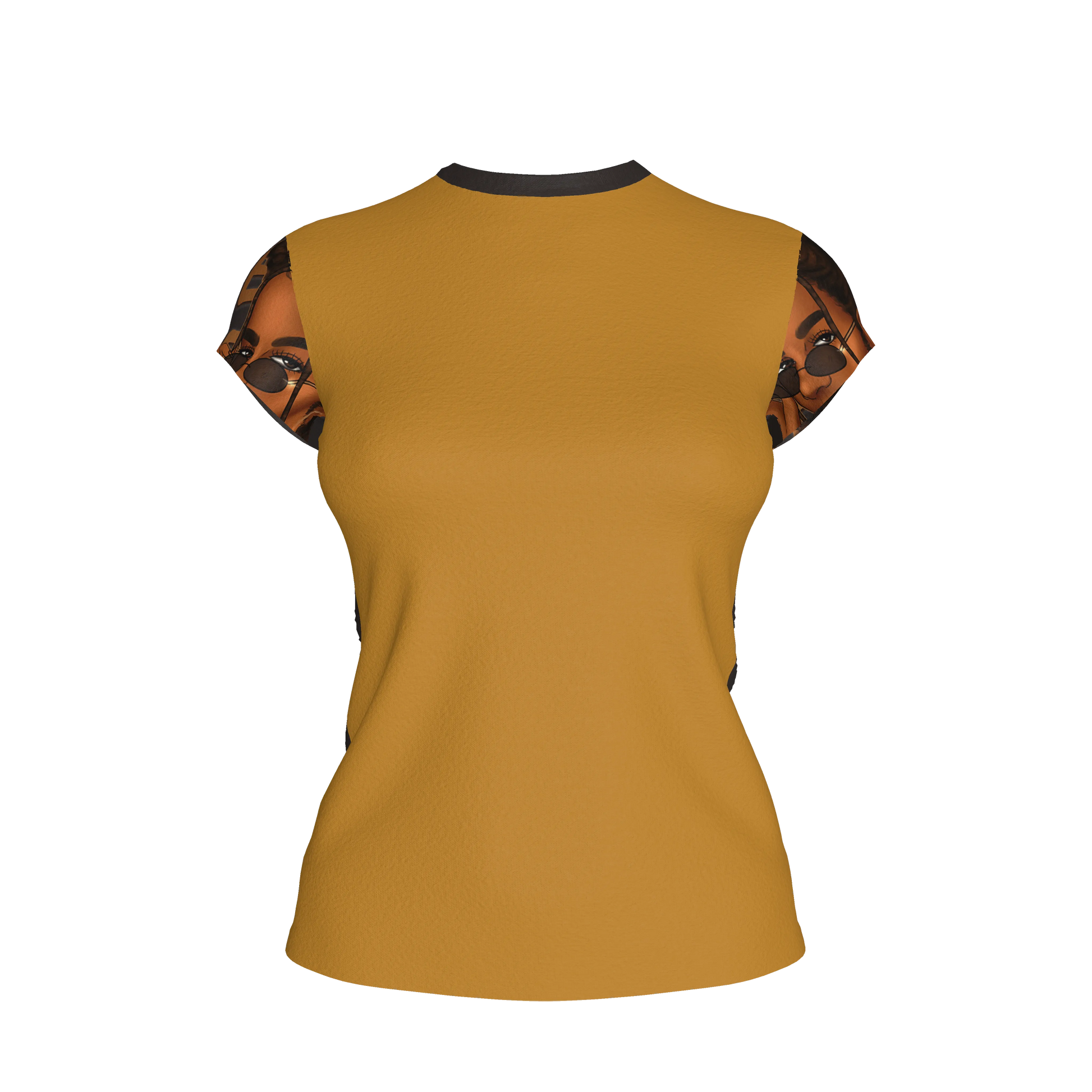 Signature Short Sleeve T-Shirt in Ochre Cotton-Spandex Jersey