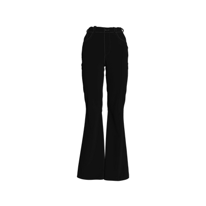 Bell Bottom Jeans in Pure Black Heavy Stretch Cotton Twill