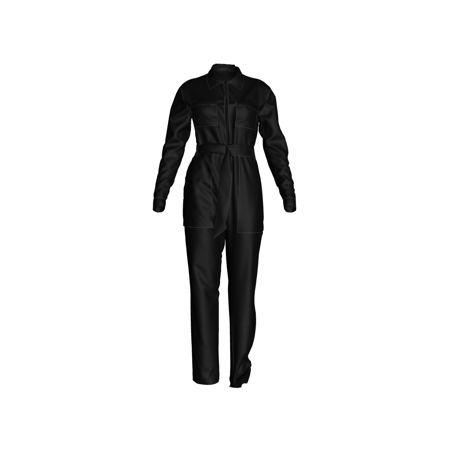 Relax Fit Woven Jumpsuit in Pure Black Ecovero Viscose Crepe