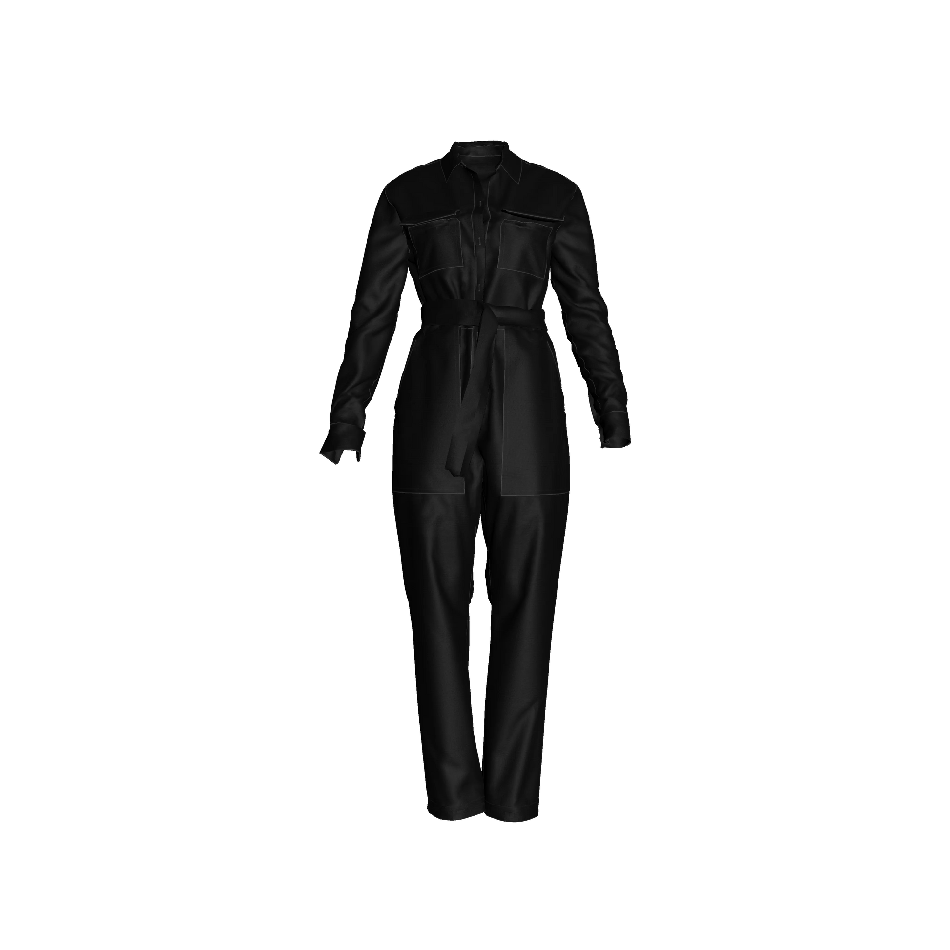 Lightweight Button Front Jumpsuit in Pure Black Ecovero Viscose Crepe