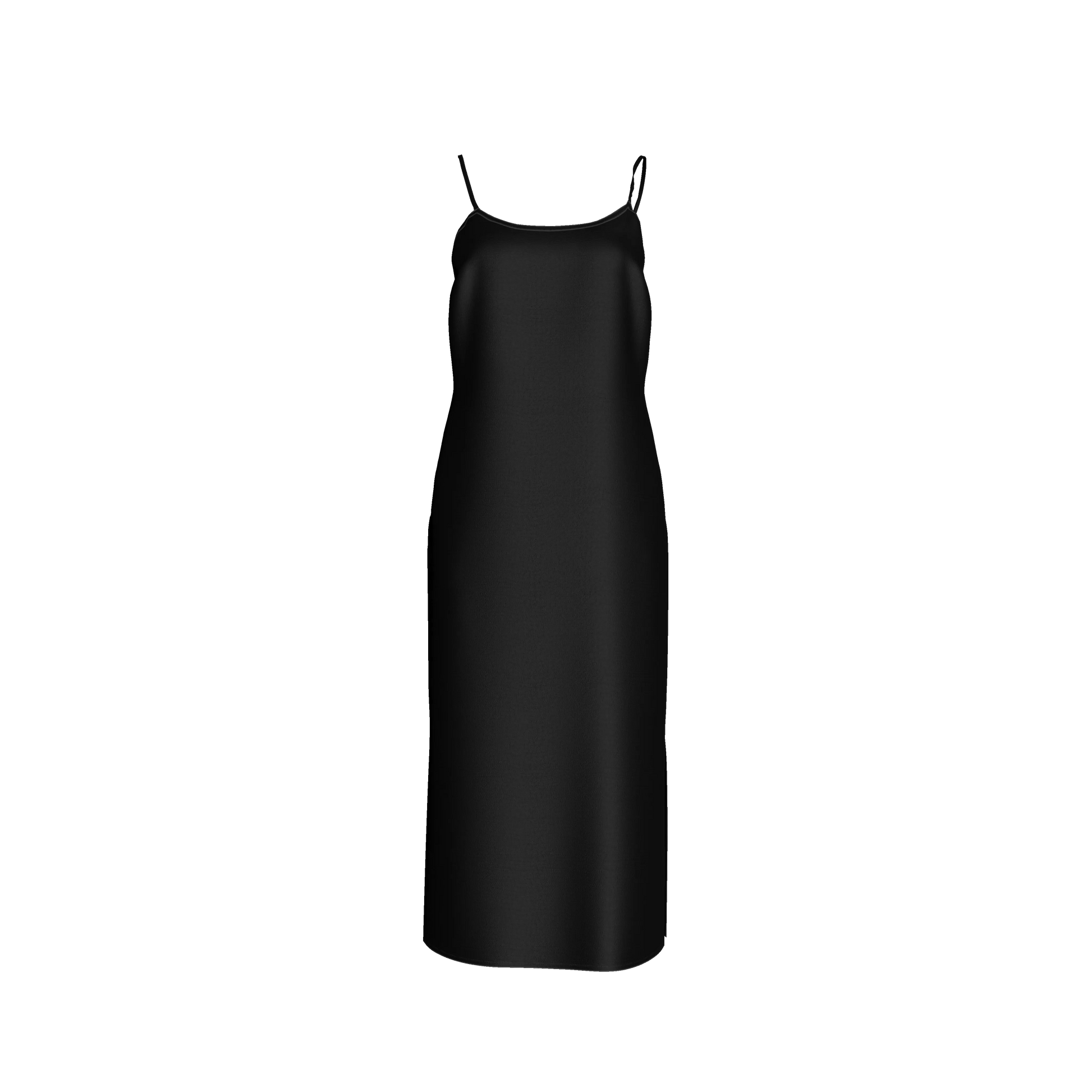 Darted Slip Dress in Pure Black Ecovero Crepe
