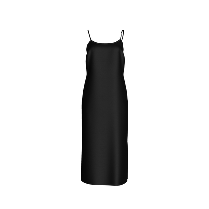 Darted Slip Dress in Pure Black Ecovero Crepe