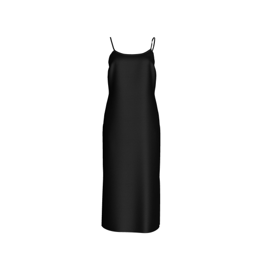 Darted Slip Dress in Pure Black Ecovero Crepe
