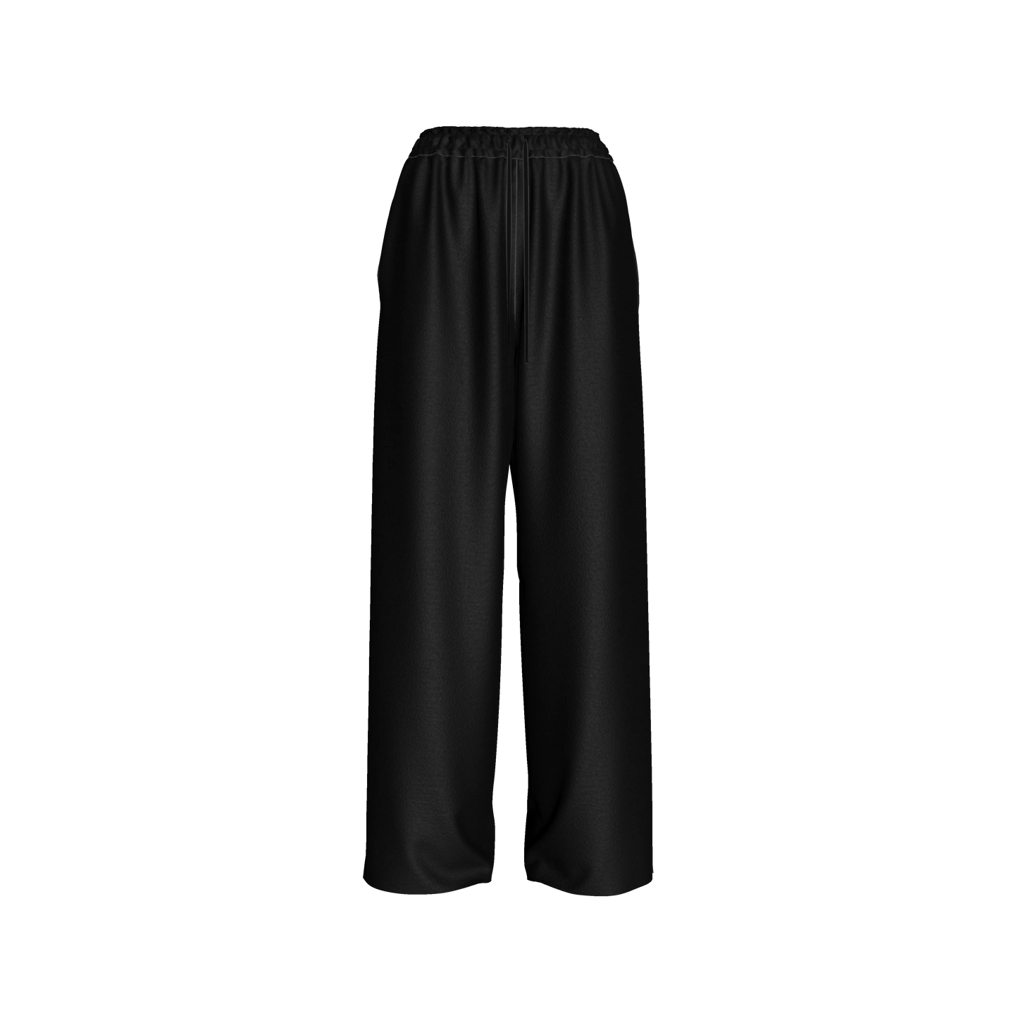 Knit Elastic Waist Draw String Pant in Pure Black Cotton-Spandex Lightweight Jersey