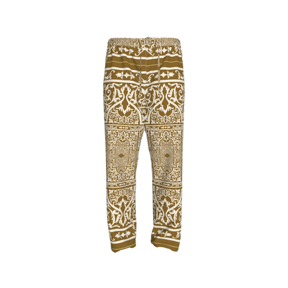 Andre Pullstring Pants: Elastic Waist Pegged Trouser in Ornate Baroque Print