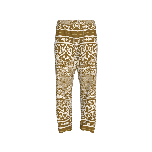 Andre Pullstring Pants: Elastic Waist Pegged Trouser in Ornate Baroque Print
