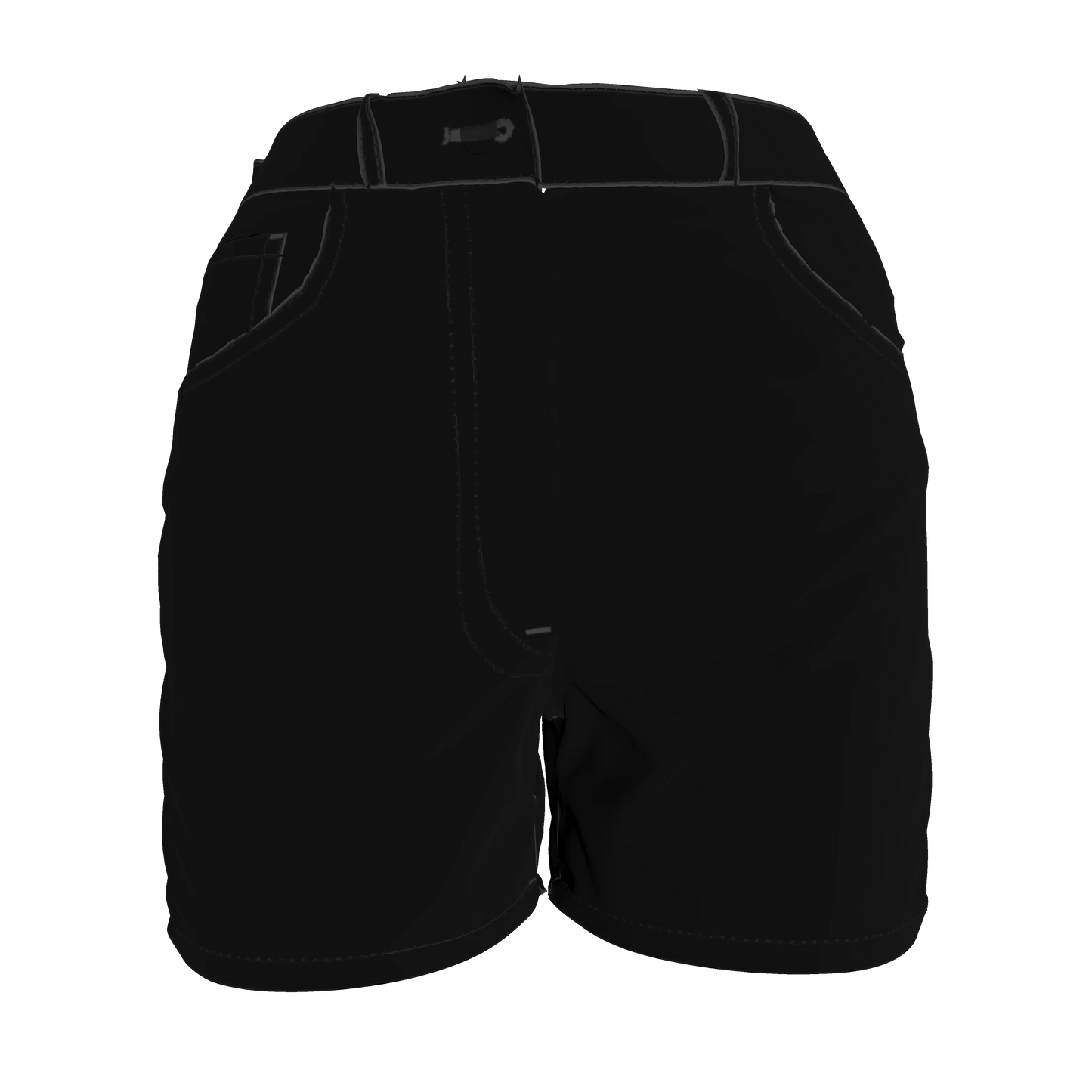 Regular Jeans Short in Pure Black Heavy Stretch Cotton Twill