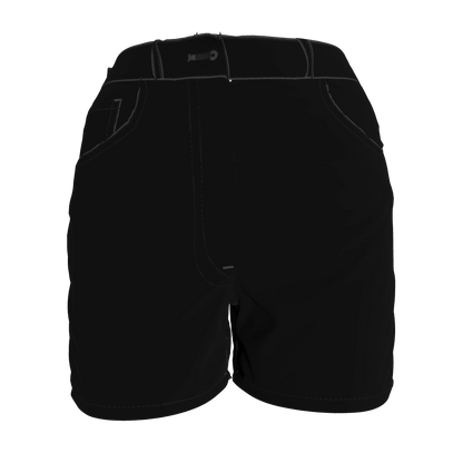 Regular Jeans Short in Pure Black Heavy Stretch Cotton Twill