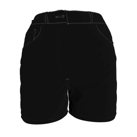 Regular Jeans Short in Pure Black Heavy Stretch Cotton Twill