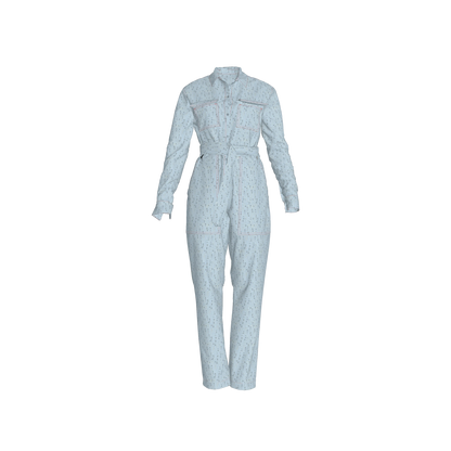 Lightweight Button Front Jumpsuit in Brushed Organic Cotton Twill