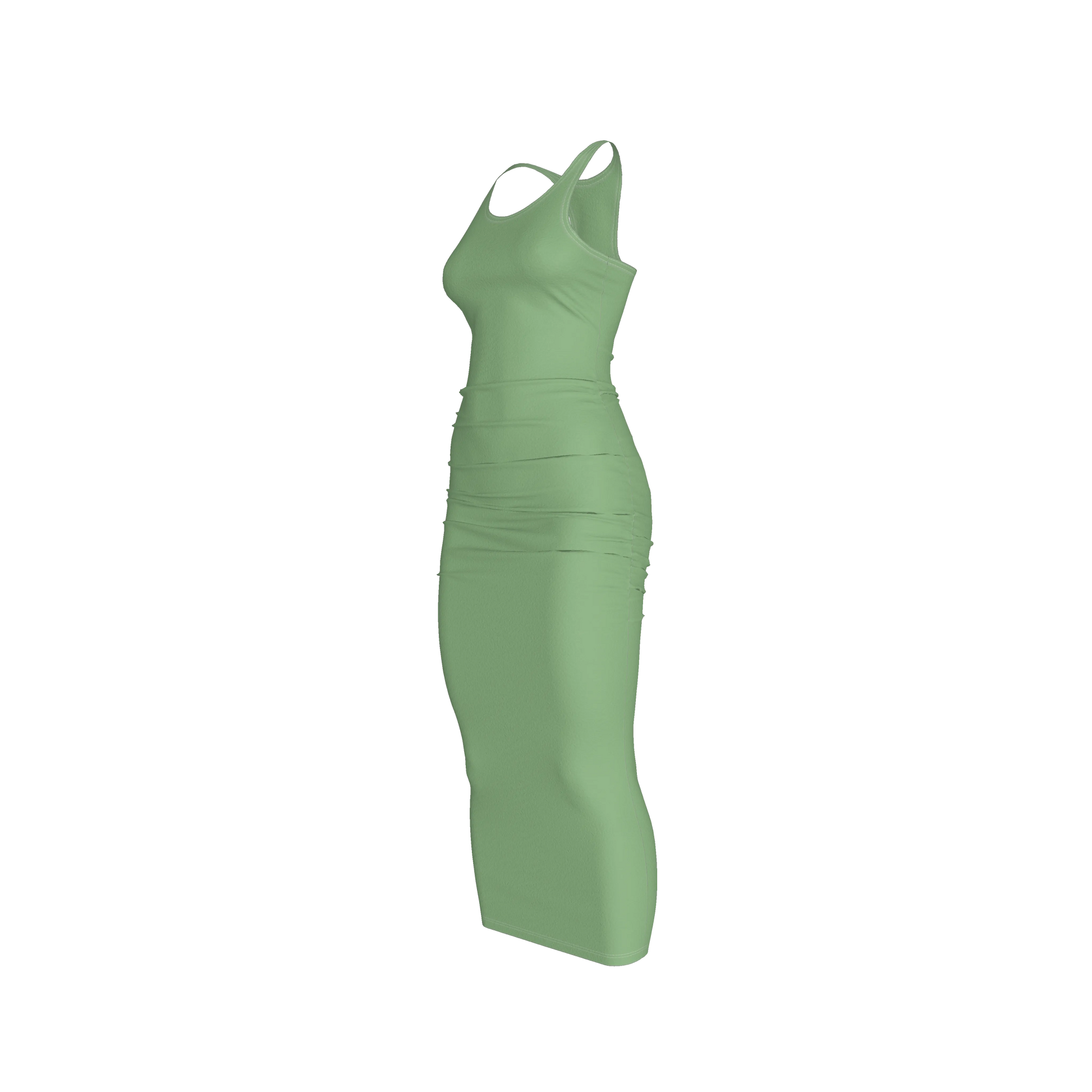 Racerback Shirred Tank Dress in Cotton-Spandex Jersey