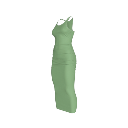 Racerback Shirred Tank Dress in Cotton-Spandex Jersey