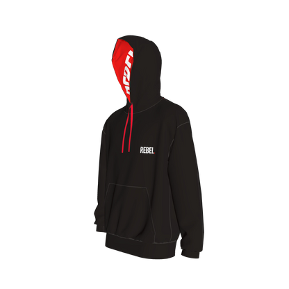 Black Hoodie Rebel front and back - Half Raglan Sweatshirt Hoodie