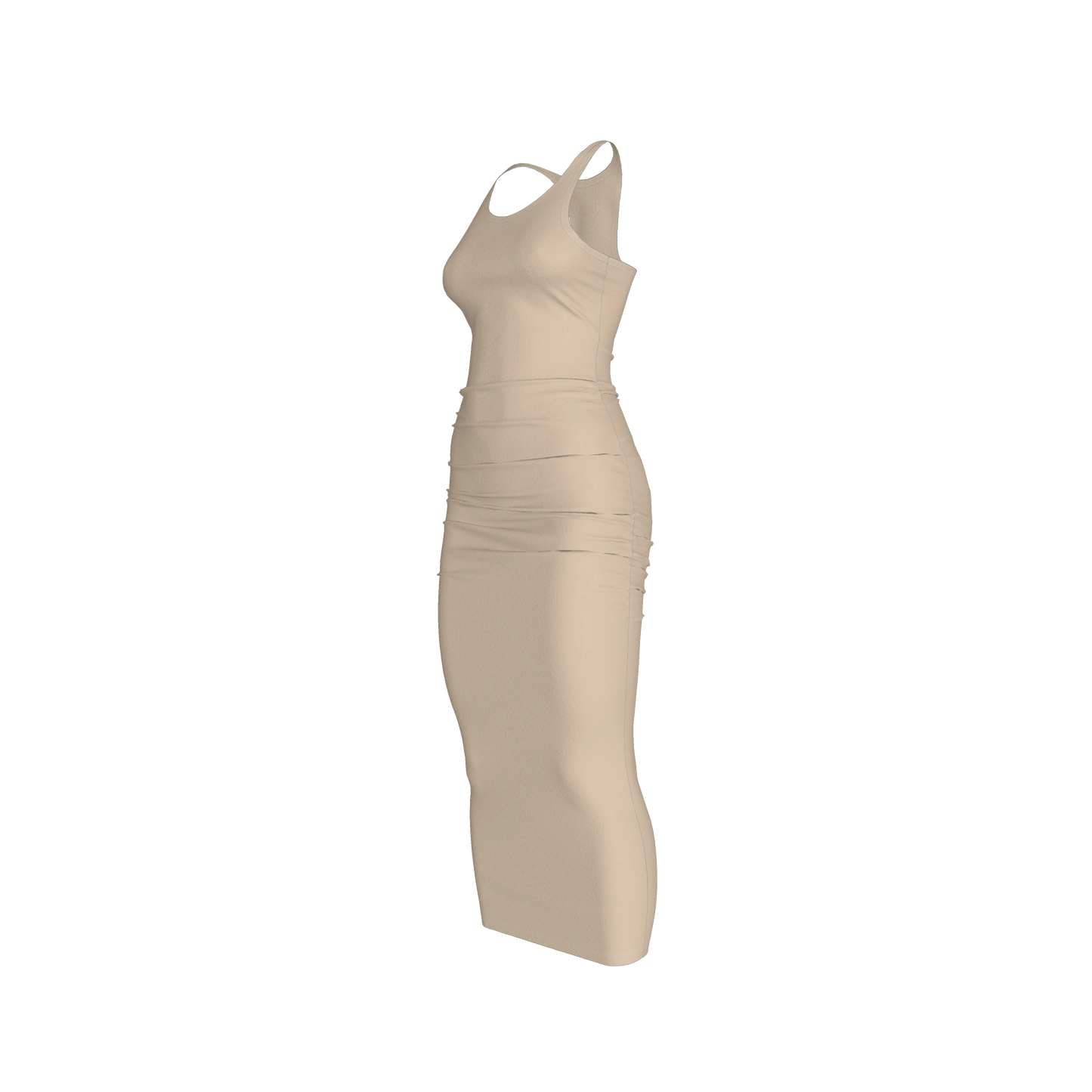 Racerback Shirred Tank Dress in Cotton-Spandex Jersey