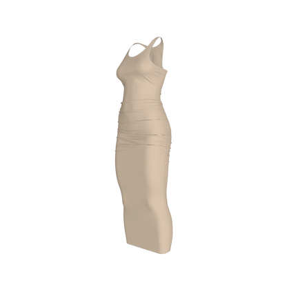 Racerback Shirred Tank Dress in Cotton-Spandex Jersey