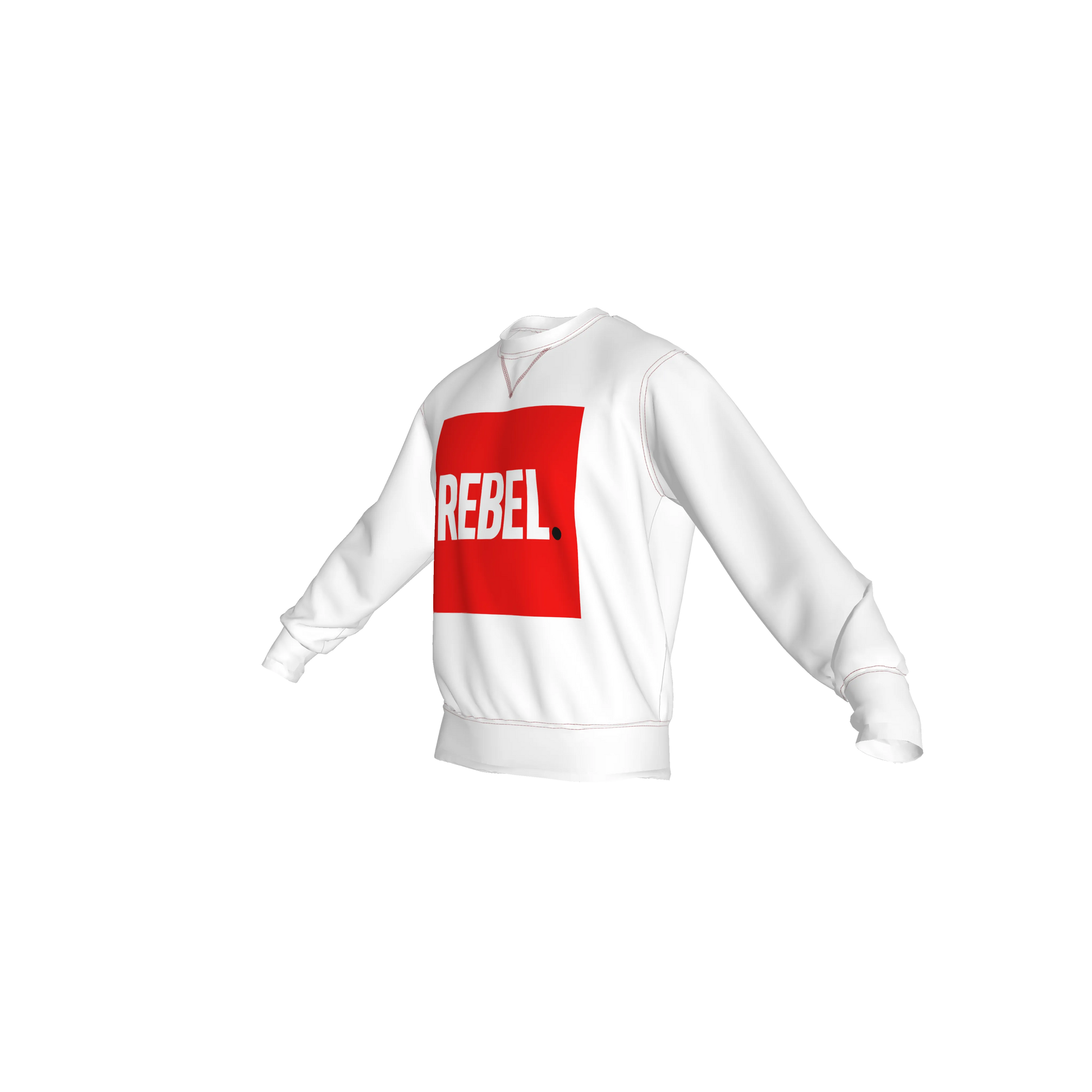 Crew Neck Sweatshirt with Inset V – "REBEL" Print