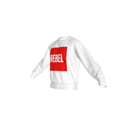Crew Neck Sweatshirt with Inset V – "REBEL" Print