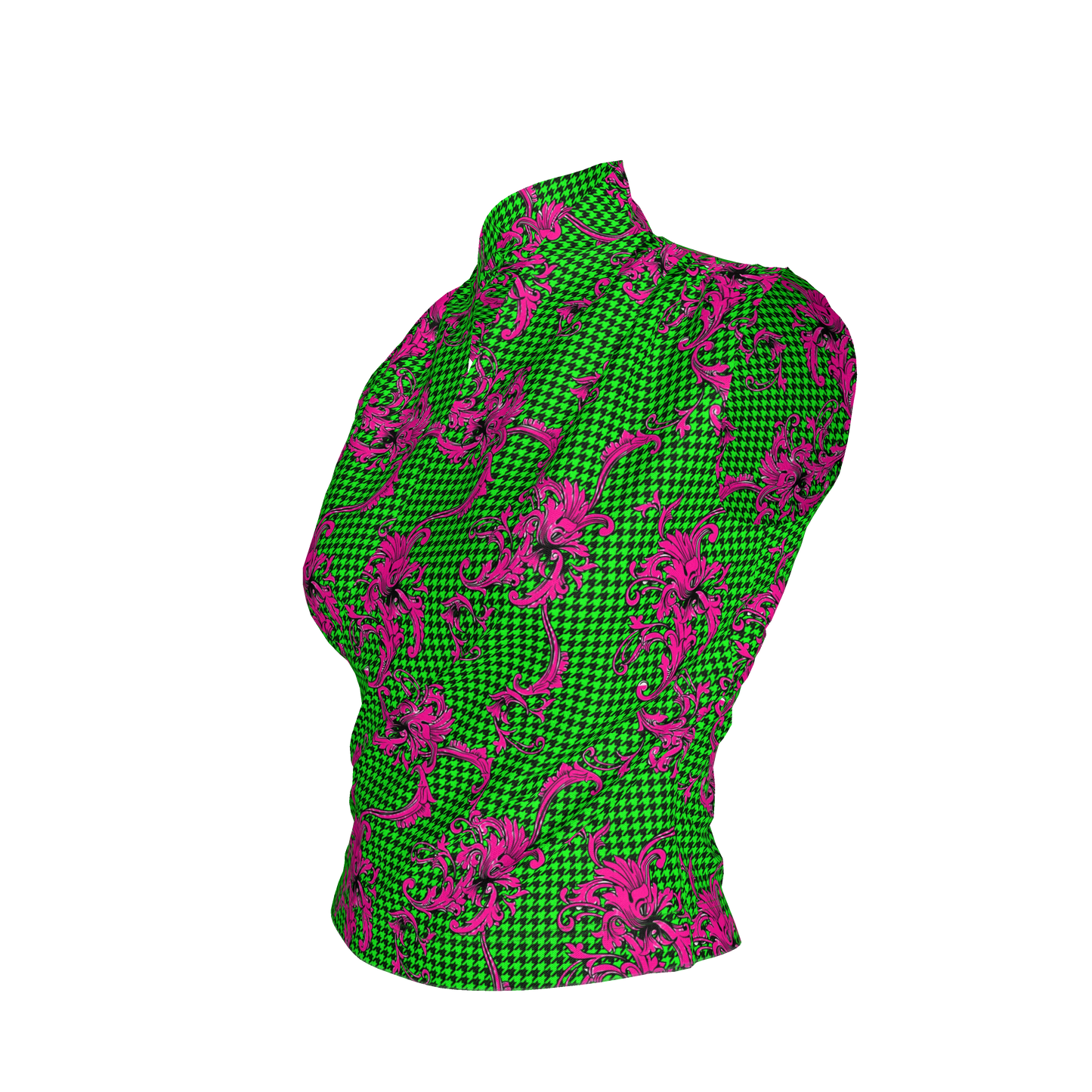 Pink & Green Houndstooth Surplice - Bamboo/Cotton Blend