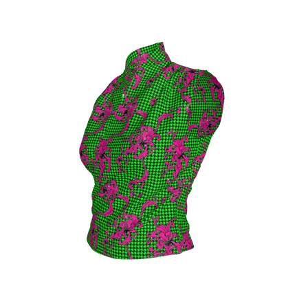 Pink & Green Houndstooth Surplice - Bamboo/Cotton Blend