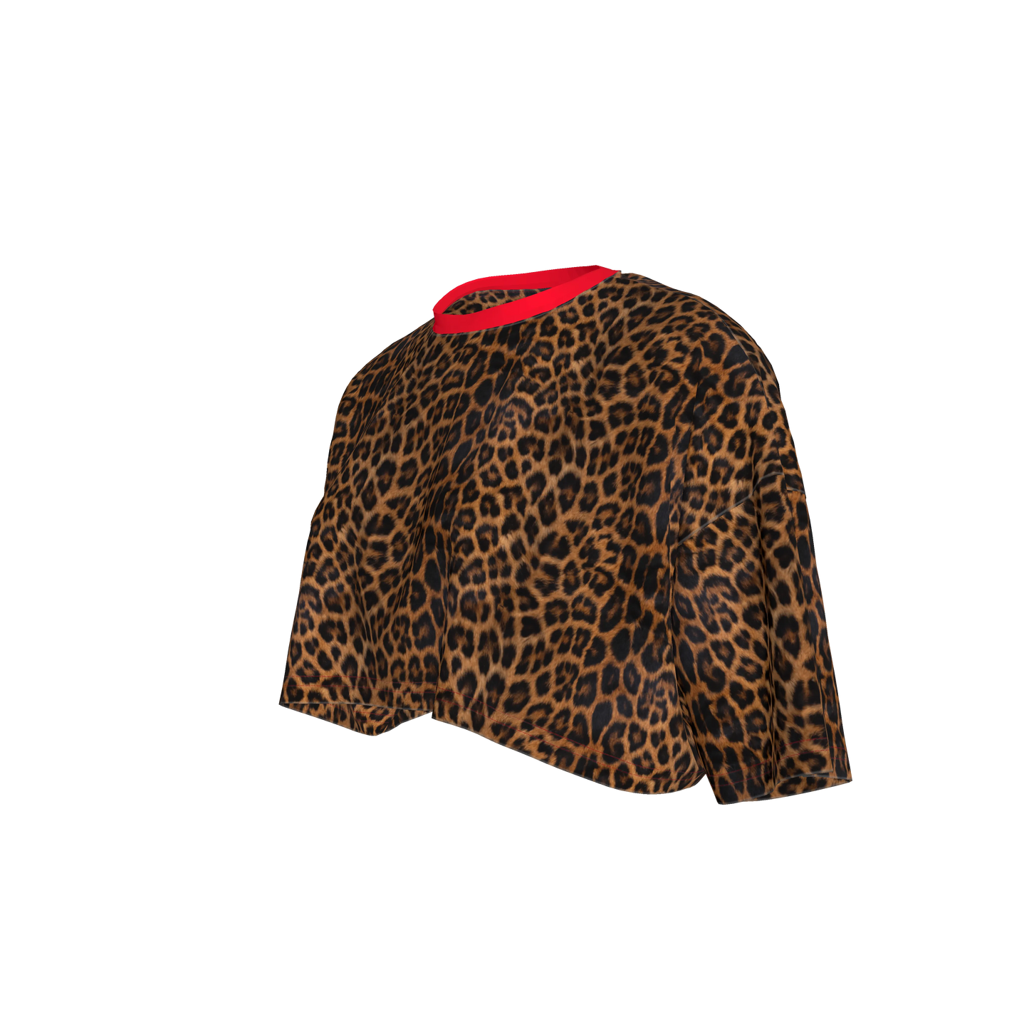 Leopard Print Crop T-shirt in Organic Cotton Jersey