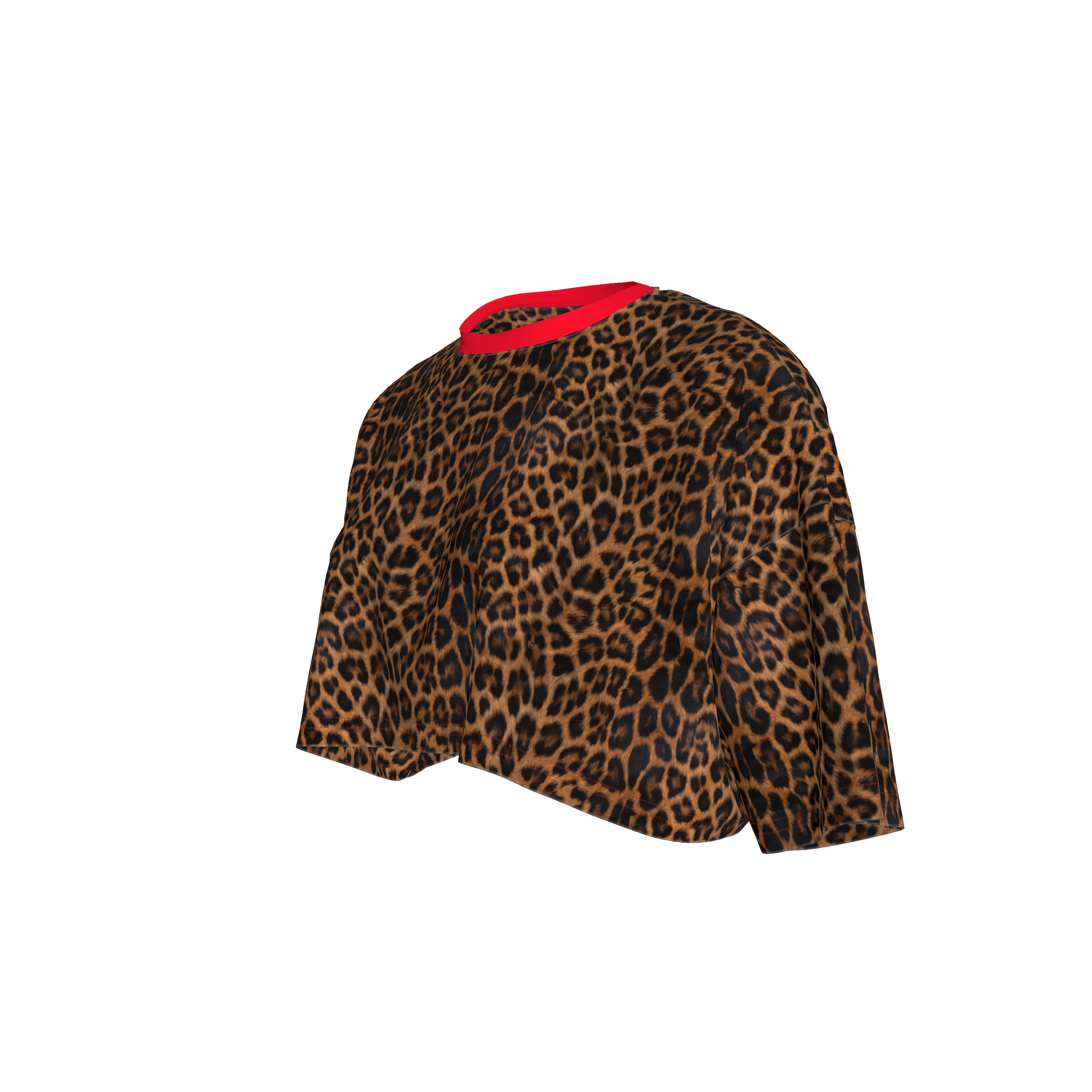 Leopard Print Crop T-shirt in Organic Cotton Jersey