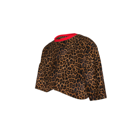 Leopard Print Crop T-shirt in Organic Cotton Jersey