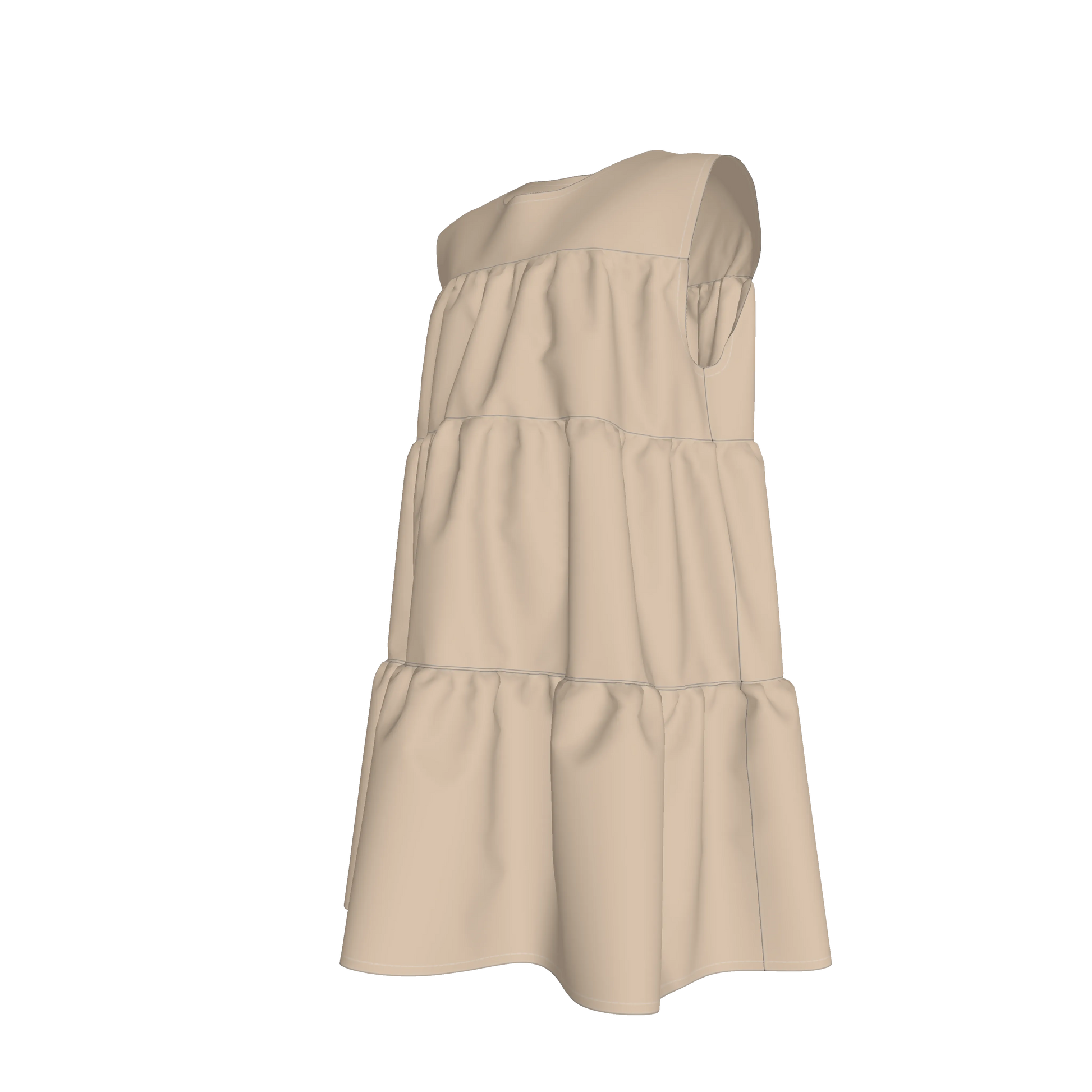 Ruffle Dress without Lining in Pima Cotton Poplin
