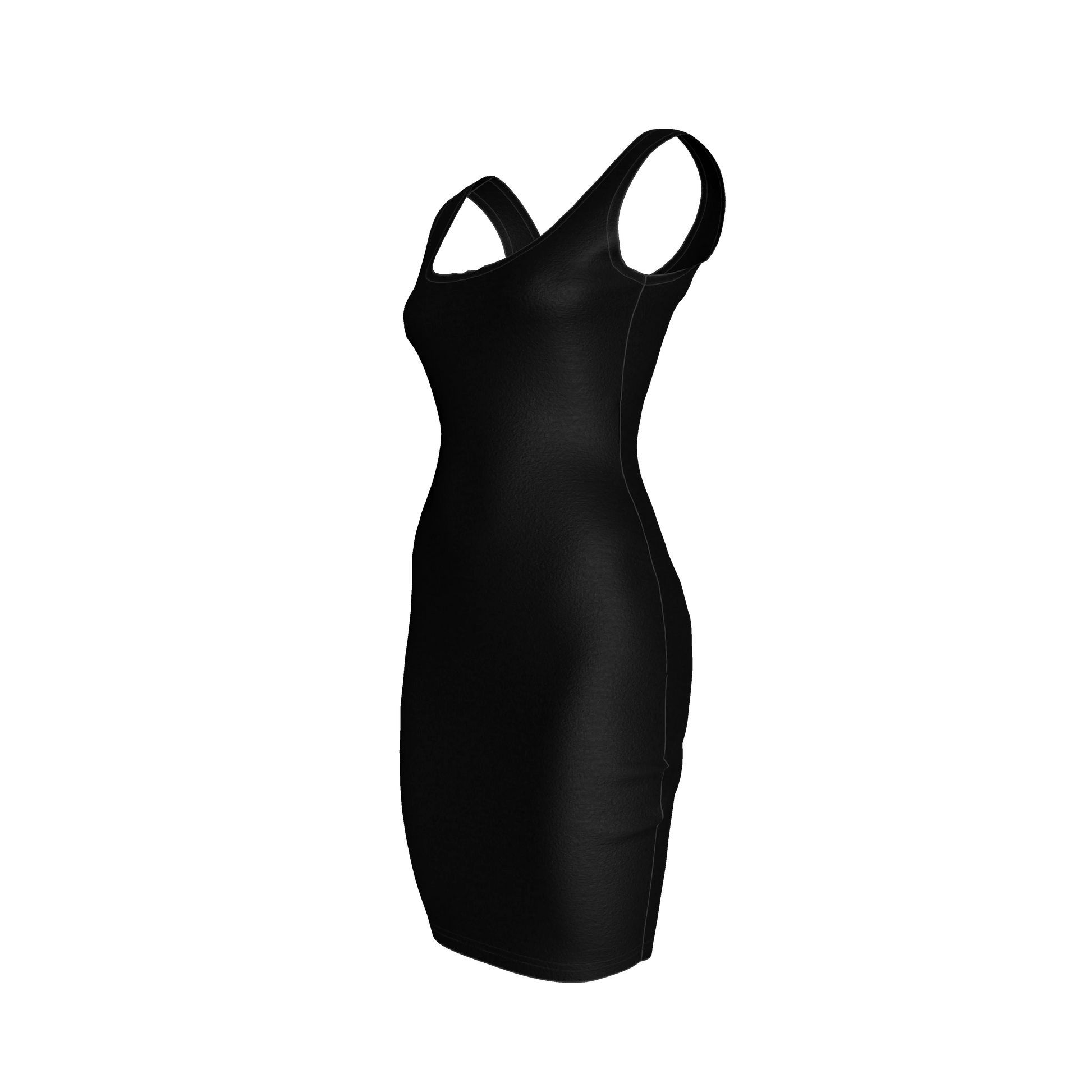 Body Con Tank Dress in Pure Black Cotton-Spandex Jersey