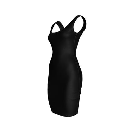 Body Con Tank Dress in Pure Black Cotton-Spandex Jersey