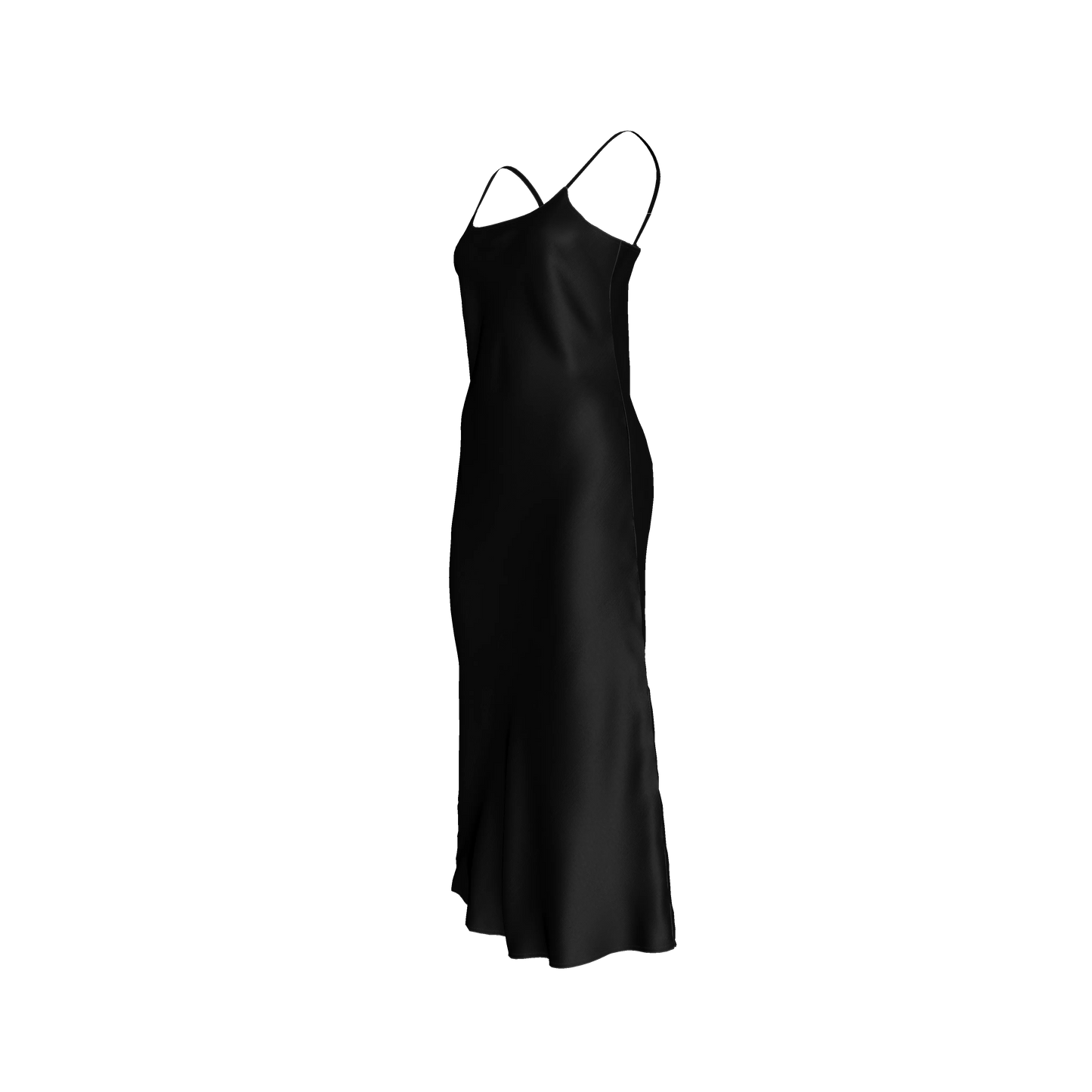 The Essential Pure Black Bias Slip Dress in Ecovero Viscose Crepe