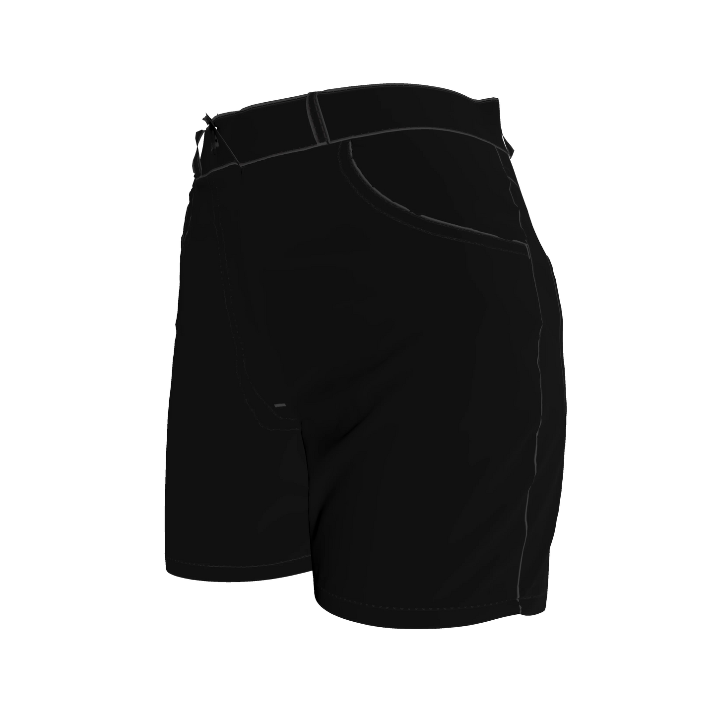 Regular Jeans Short in Pure Black Heavy Stretch Cotton Twill