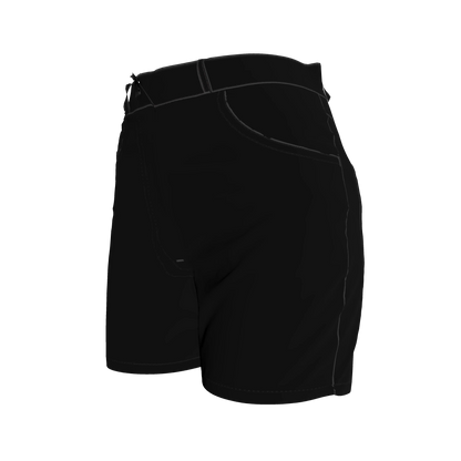 Regular Jeans Short in Pure Black Heavy Stretch Cotton Twill