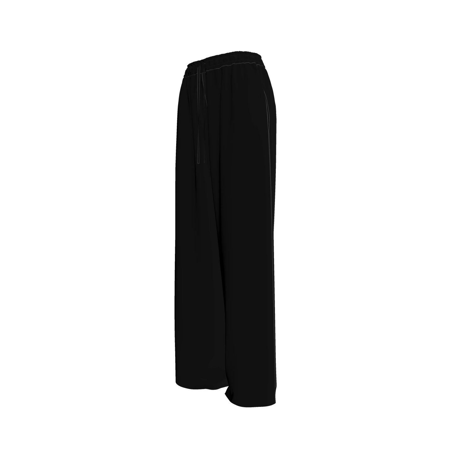 Knit Elastic Waist Draw String Pant in Pure Black Rayon French Terry